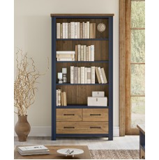 Splash of Blue - Large Open Bookcase with Drawers